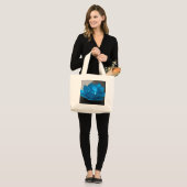 Blauer Lotos-Blume Jumbo Stoffbeutel (Vorderseite (Model))