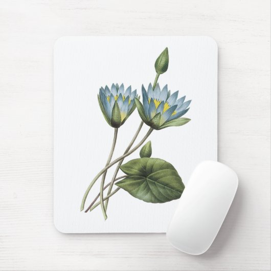 blauer Lotos (Nymphaea caerulea) durch Redouté Mousepad (Mit Mouse)