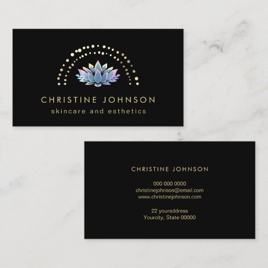 Blauer Lotus auf schwarzem Hintergrund Visitenkarte (Vorne/Hinten)