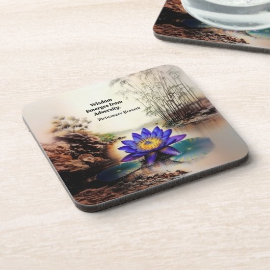 Blauer Lotus aus Muddy Waters (Vietnamesisch) Getränkeuntersetzer (Linke Seite)