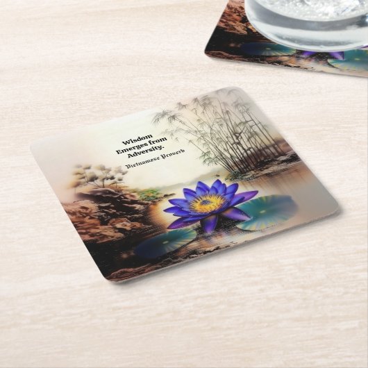 Blauer Lotus aus Muddy Waters (Vietnamesisch) Rechteckiger Pappuntersetzer (angewinkelt)