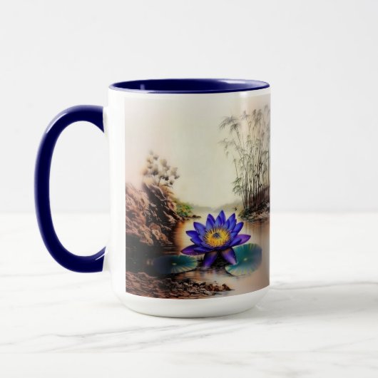 Blauer Lotus aus Muddy Waters (Vietnamesisch) Tasse (Links)