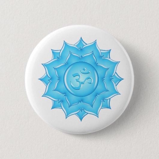 Blauer Lotus Blume Om Symbol Zeichnend Button (Vorderseite)
