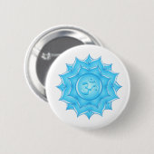 Blauer Lotus Blume Om Symbol Zeichnend Button (Vorne & Hinten)