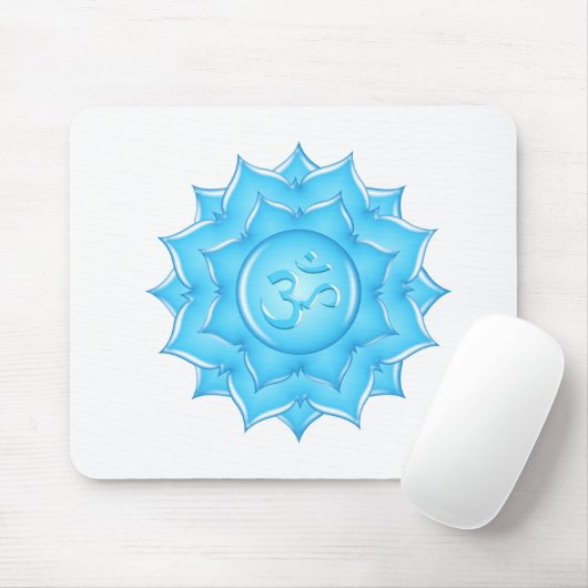 Blauer Lotus Blume Om Symbol Zeichnend Mousepad (Mit Mouse)