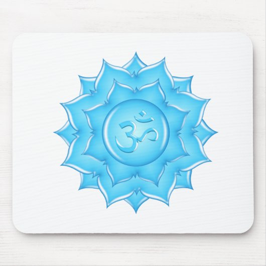 Blauer Lotus Blume Om Symbol Zeichnend Mousepad (Vorne)