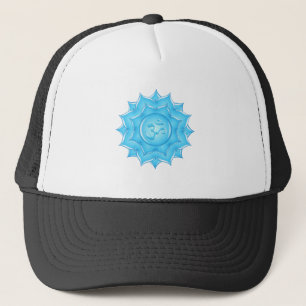 Blauer Lotus Blume Om Symbol Zeichnend Truckerkappe
