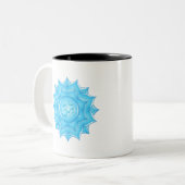 Blauer Lotus Blume Om Symbol Zeichnend Zweifarbige Tasse (Vorderseite Links)