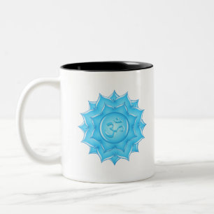 Blauer Lotus Blume Om Symbol Zeichnend Zweifarbige Tasse