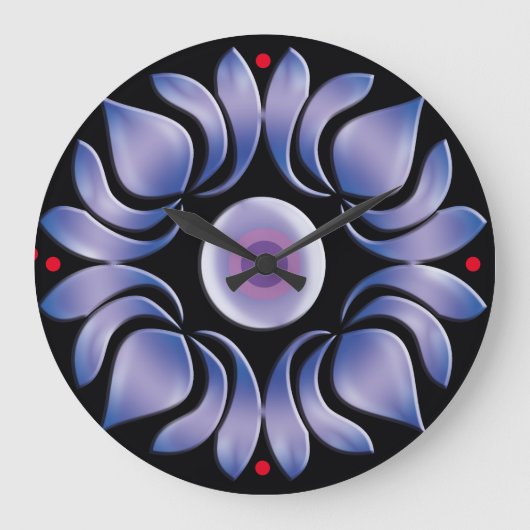 Blauer Lotus Große Wanduhr (Vorderseite)