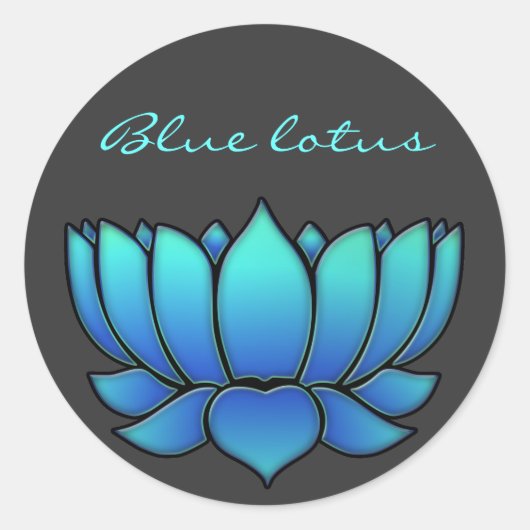 Blauer Lotus Runder Aufkleber (Vorderseite)
