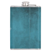 Blauer Lovebirs Personalisierter Blumenkolben Flachmann (Rückseite)