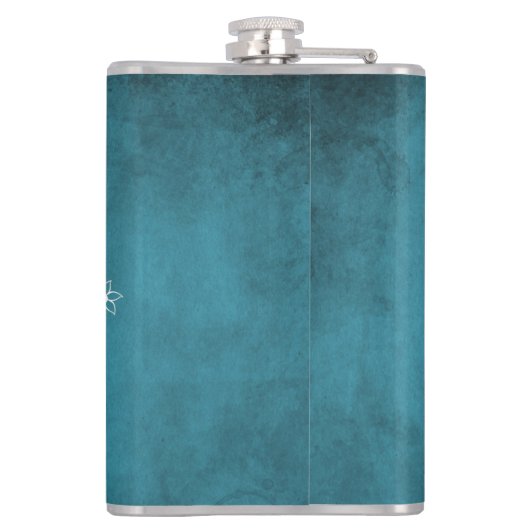 Blauer Lovebirs Personalisierter Blumenkolben Flachmann (Rückseite)