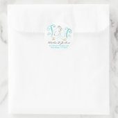 Blauer Lovebirs und Blüten Runder Aufkleber (Tasche)