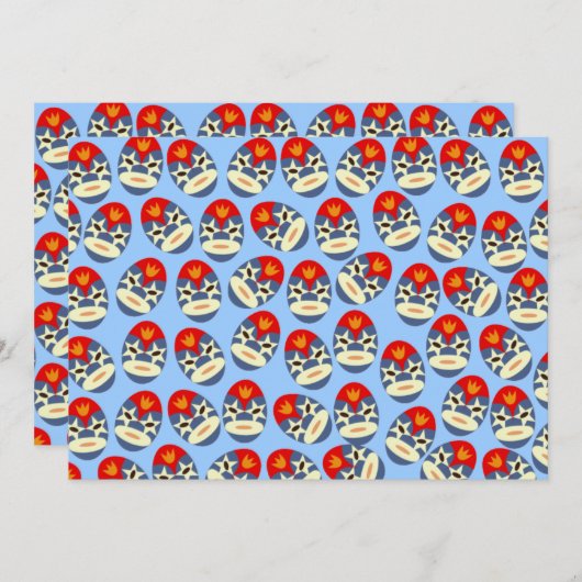 Blauer Lucha Libre Masken Einladung (Vorne/Hinten)