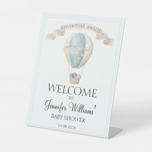 Blauer Luftballon Babydusche Begrüßungszeichen Sockelschild