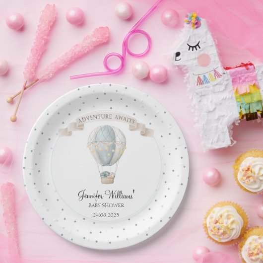 Blauer Luftballon Babyduschpapier Teller (Party)