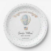 Blauer Luftballon Babyduschpapier Teller (Vorderseite)