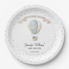 Blauer Luftballon Babyduschpapier Teller