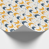 Blauer Lullaby Mond und Sterne Geschenkpapier (Ecke)