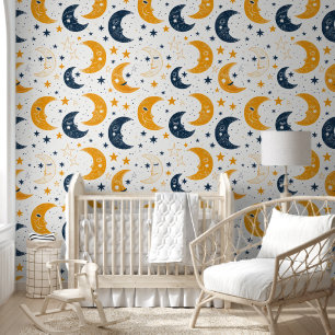 Blauer Lullaby Mond und Sterne Tapete