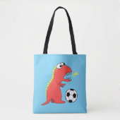 Blauer lustiger Cartoon-Dinosaurier-Fußball Tasche (Vorderseite)