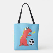 Blauer lustiger Cartoon-Dinosaurier-Fußball Tasche (Rückseite)
