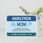 Blauer Lustiger Marathon Mutter Muttertag Karte (Stehend Vorderseite)