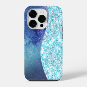 Blauer Luxus moderner Gradient Galaxie Glitter Ste iPhone 14 Pro Hülle
