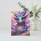 Blauer Mädchen-Drache Postkarte (Stehend Vorderseite)