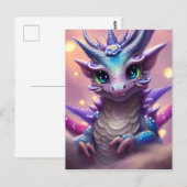 Blauer Mädchen-Drache Postkarte (Vorne/Hinten)