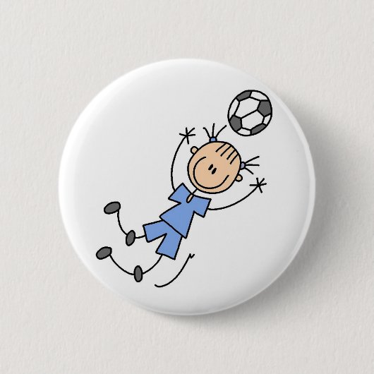 Blauer Mädchen-Fußball-Spieler-Knopf Button (Vorderseite)