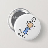 Blauer Mädchen-Fußball-Spieler-Knopf Button (Vorne & Hinten)