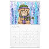Blauer Mädchen-Grafik-Illustrations-Kalender Kalender (Mär 2027)