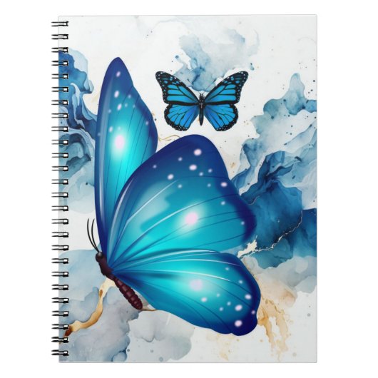 Blauer magischer Wasserfarbenschmetterling Notizblock (Vorderseite)