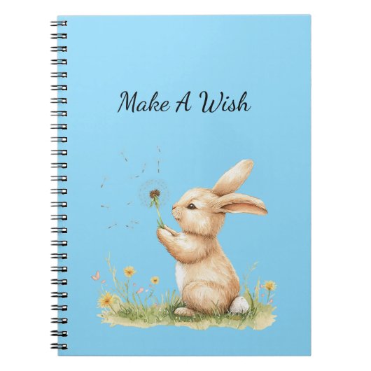 Blauer Make A Wish Hase Löwenzahnblume Notizblock (Vorderseite)