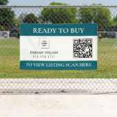 Blauer Makler-QR-Code Immobilienverkaufsbanner Banner (Insitu)