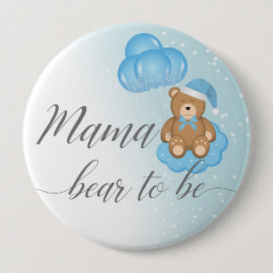 Blauer Mama-Bär als Baby-Dusche für schlaflose Bär Button