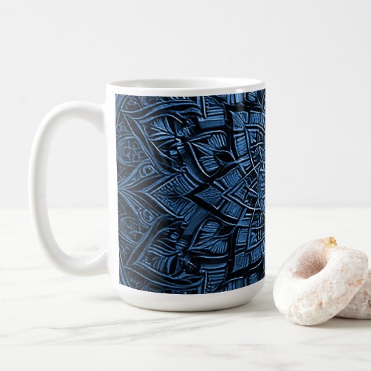 Blauer Mandala-Becher Kaffeetasse (Mit Donut)