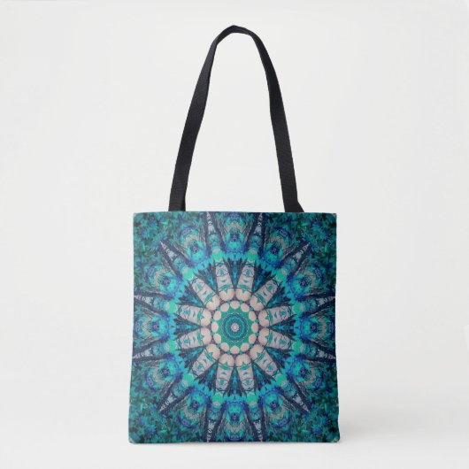 Blauer Mandala ganz vorbei - drucken Sie Tasche (Vorderseite)