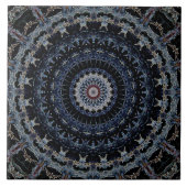 Blauer Mandala-große Keramik-Fliesen Fliese (Vorderseite)