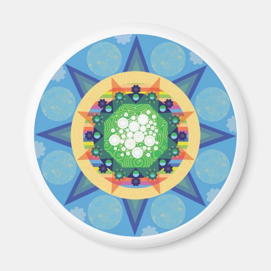 Blauer Mandala-Magnet Magnet (Vorne)