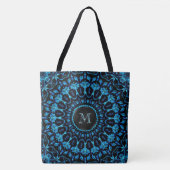 Blauer Mandala Monogram Tasche (Vorderseite)