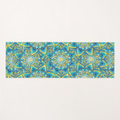 Blauer Mandala Muster Gelb Türkis Yogamatte (Vorderseite (Horizontal))