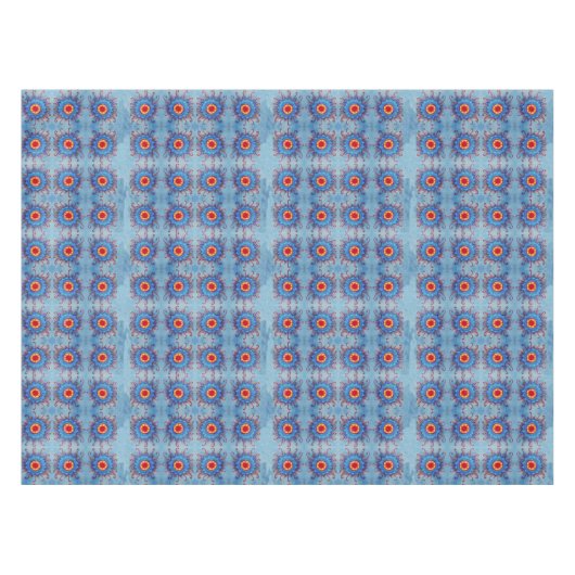 Blauer Mandala PatternTable Stoff Tischdecke (Vorderseite (Horizontal))