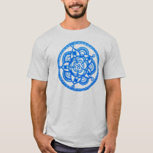 Blauer Mandala-UnisexT - Shirt durch Megaflora