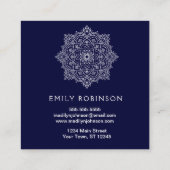 Blauer Mandala-Yoga-Mitternachtslehrer Quadratische Visitenkarte (Rückseite)