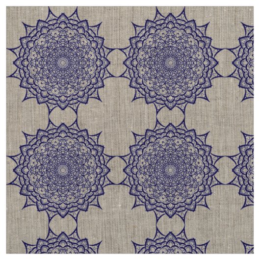 Blauer Mandalaentwurf Stoff (Muster)
