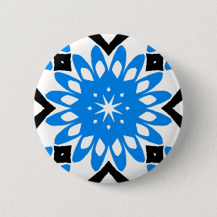 Blauer Mandalakunst-Blumenknopf Button