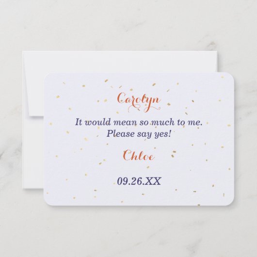 Blauer Mandarine wirst du meine Brautjungfrau sein Einladung (Rückseite)